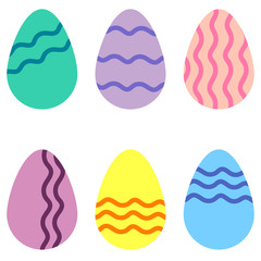vector set of colorful eggs with waves