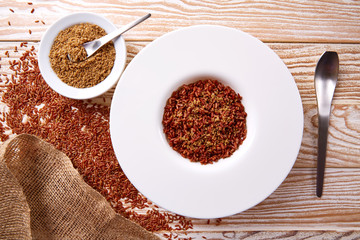 Red wild rice with sesame gomasio seasoning