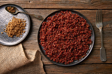 Red wild rice with sesame gomasio seasoning