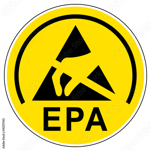 "esds4 ElectroStaticDischargeSign esds German / Elektrizität Gefahrenzeichen EPA Geschützter