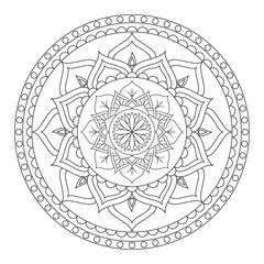 Flower Mandala. Vintage decorative elements. Oriental pattern, vector illustration. Islam, Arabic, Indian, moroccan,spain, turkish, pakistan, chinese, mystic, ottoman motifs. Coloring book page