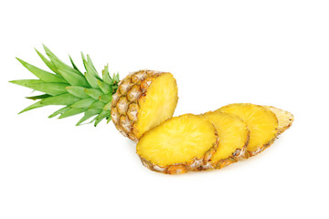 Slices of pineapple isolated on a white