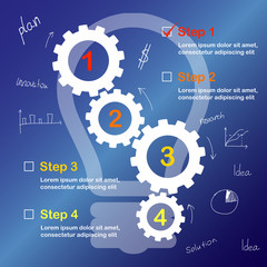 Business infographic template with gears cogwheels fsteps