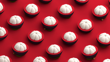 Mangosteen fruit collection 3d illustration