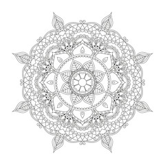 Flower Mandala. Vintage decorative elements. Oriental pattern, vector illustration. Islam, Arabic, Indian, moroccan,spain, turkish, pakistan, chinese, mystic, ottoman motifs. Coloring book page