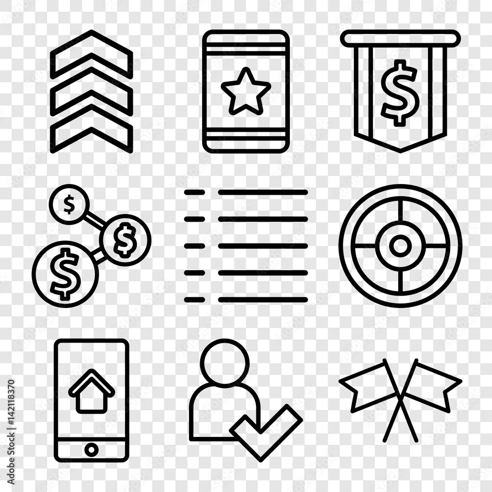 Poster Set of 9 ui outline icons