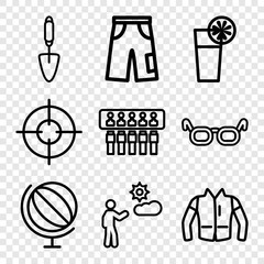 Set of 9 modern outline icons