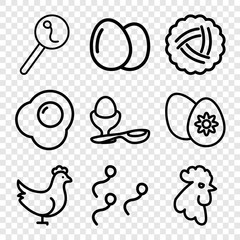 Set of 9 egg outline icons