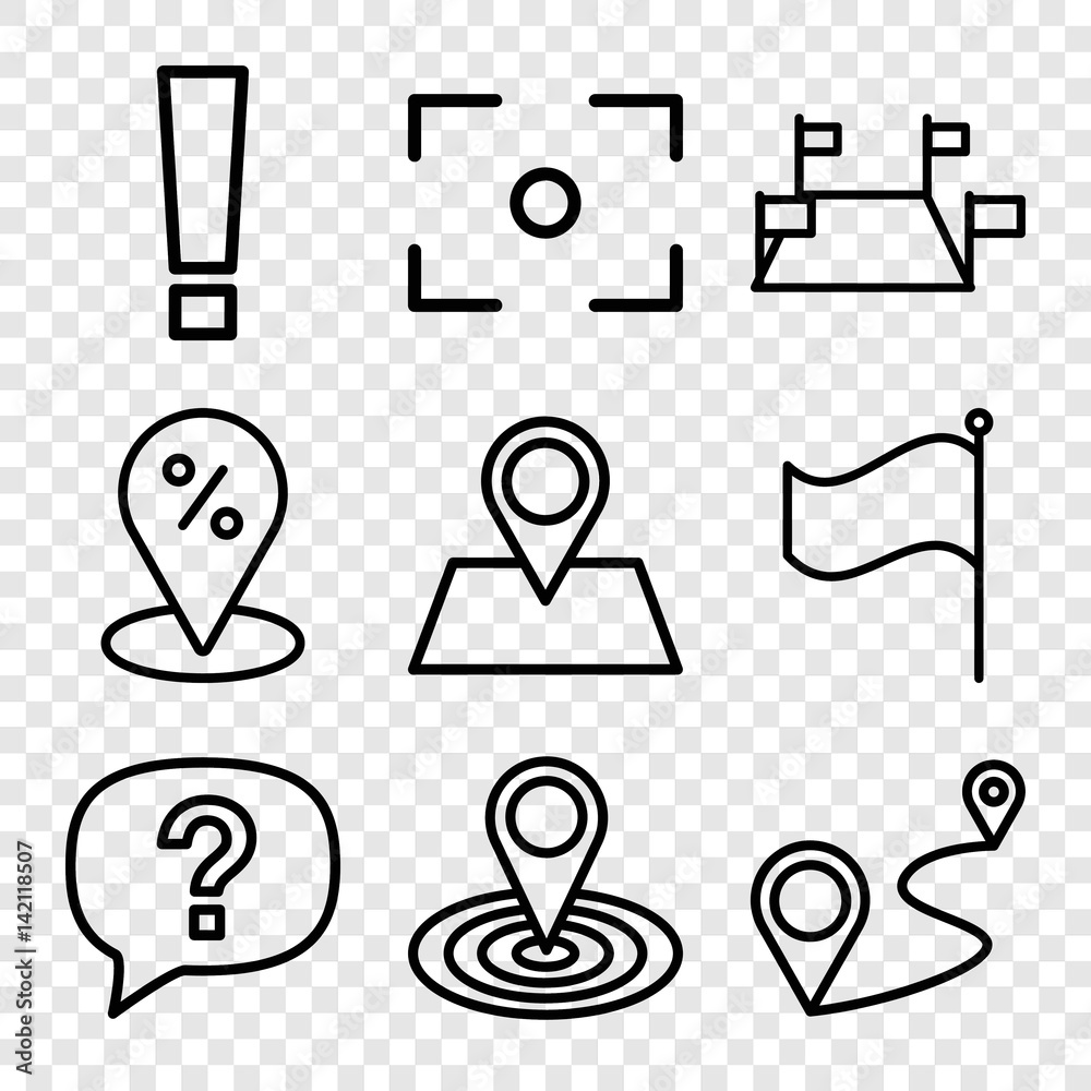 Poster set of 9 point outline icons