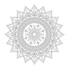 Flower Mandala. Vintage decorative elements. Oriental pattern, vector illustration. Islam, Arabic, Indian, moroccan,spain, turkish, pakistan, chinese, mystic, ottoman motifs. Coloring book page - 142118504