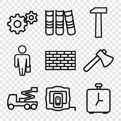 Set of 9 work outline icons