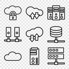 Set of 9 hosting outline icons