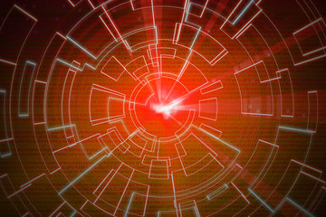 orange circular glow wave. scifi or game background.