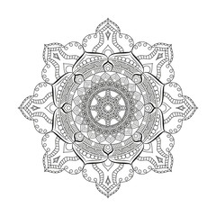 Flower Mandala. Vintage decorative elements. Oriental pattern, vector illustration. Islam, Arabic, Indian, moroccan,spain, turkish, pakistan, chinese, mystic, ottoman motifs. Coloring book page