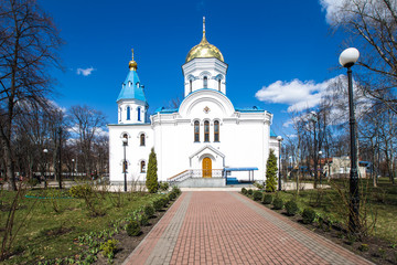 Orthodox church of Saints Transfiguration Cathedral in Kiev (Ukraine). Vertical photo