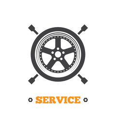 Obraz premium Vector car service icon. Tire fitting icon. 