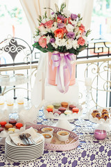 Macaroons Biscuits On White Stand.