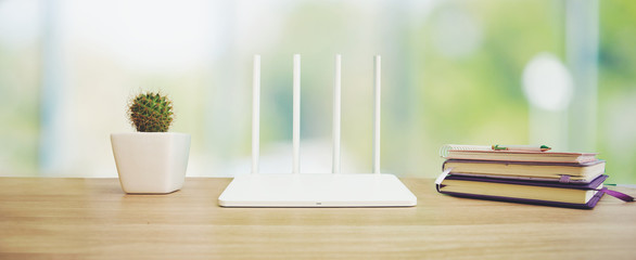 wireless router on living room at home