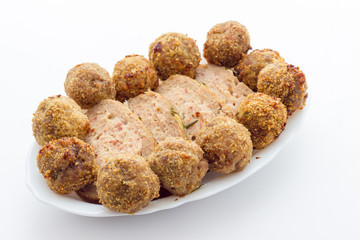Fried meat meatballs in oil