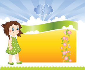 Yellow Kid template with cartoon girl