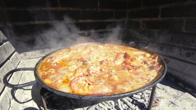 Spanish paella, a famous typical spanish rice dish.