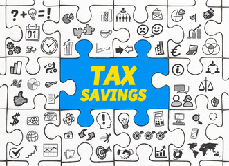Tax Savings / Puzzle mit Symbole