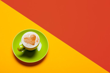 photo of cup of coffee on the wonderful colorful background in pop art style