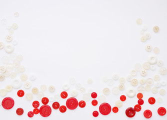 Background of multi-colored buttons. Abstract background. Pattern of buttons on a white background.