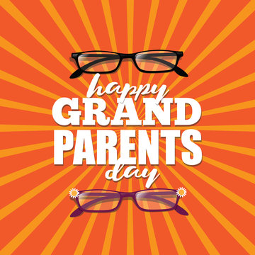 Happy Grandparents day reading glasses and sweater greeting card design. EPS 10 vector.