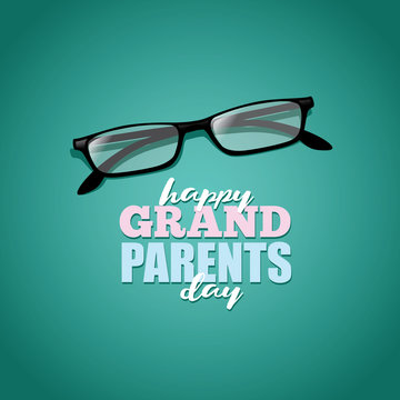Happy Grandparents day reading glasses and sweater greeting card design. EPS 10 vector.