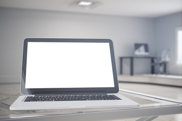 Fototapeta premium Blank white laptop