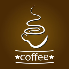 Vector illustration of coffee mug and fragrance, as retro logo