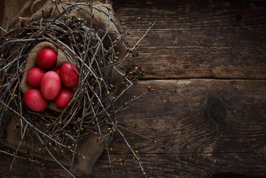 Easter eggs of red color