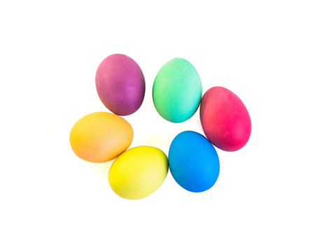 Group of easter eggs isolated on white background