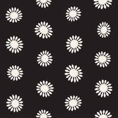 Vector seamless pattern. Abstract background with floral brush strokes. Monochrome hand drawn texture