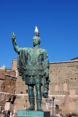 Obraz premium Architectural detail of the statue representing the Roman emperor in Rome, Italy