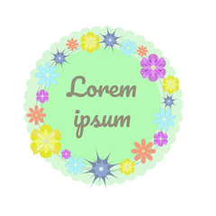 Cute rounded greeting card with flowers