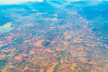 Fototapeta na wymiar Aerial view over Earth Sea and Coast ,View from the airplane .