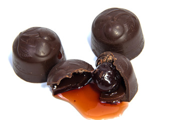 Chocolate candies isolated on white background.