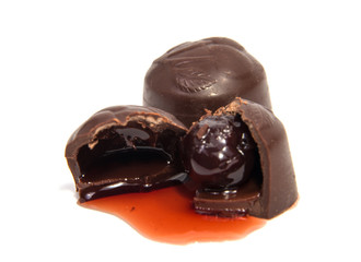 Chocolate candies isolated on white background.