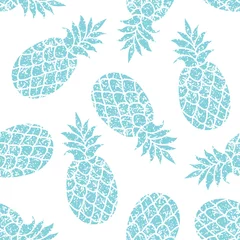 Tapeten Ananas Ananas-Vektor-Hintergrund. Sommer bunter tropischer Textildruck.