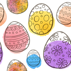 Hand drawn Easter seamless pattern