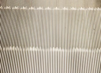Texture of gray metal escalator macro