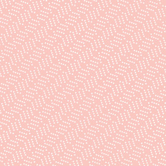 Geometric pink pattern with white dotted elements. Seamless abstract background