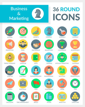 Business and Marketing Round Icons