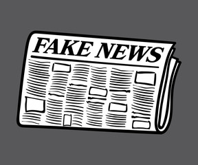 Fototapeta premium Fake News newspaper, white filled and isolated on background