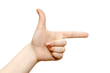 Forefinger direction pointing isolated