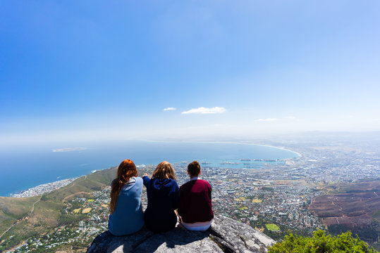 3 girls on top of Table Mountain