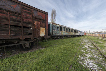 Nostalgic trains parked at Haydarpasa station for visitors, Istanbul, Turkey. March`2017