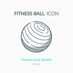 Fitness ball icon isolated on white.